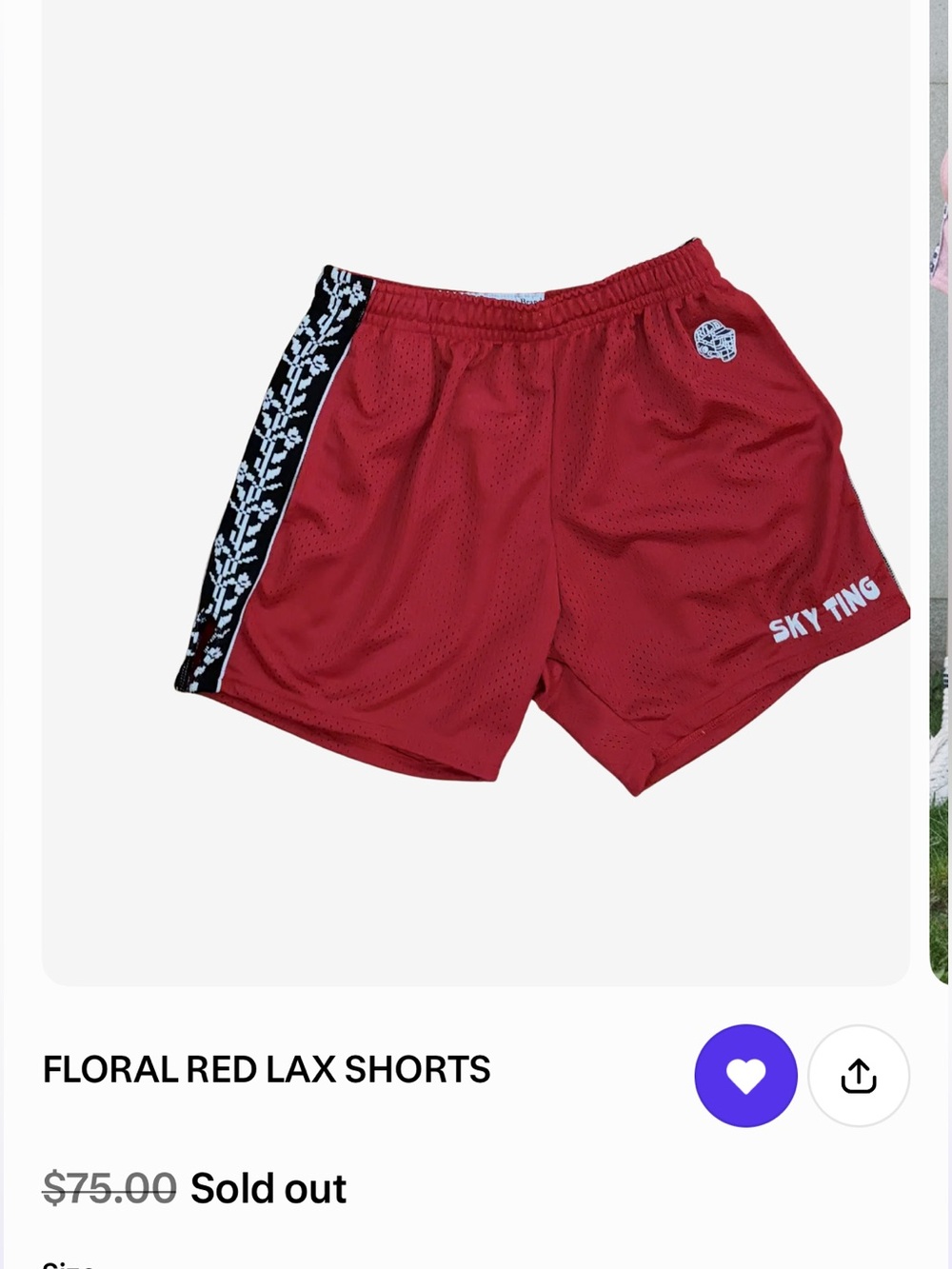 ISO Skyting x RLB floral red LAX shorts